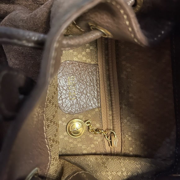 Cute Gucci backpack in brown leather and suede, with bamboo accents - Picture 11 of 16